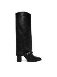 Nine West Kozaki CEO-ABRA-01 Czarny. Czarne kozaki damskie Nine West, bez wzorów, z materiału, bez obcasa, na słupku, bez zapięcia. Za 359.99 zł.
