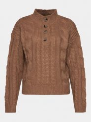 Brave Soul Sweter LK-286MOMPOX Brązowy Regular Fit. Brązowe swetry nierozpinane damskie Brave Soul, m, bez wzorów, z wiskozy, bez kołnierzyka, bez ramiączek. W wyprzedaży za 49.99 zł.