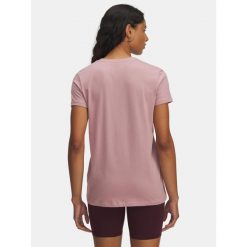 Koszulka Under Armour Woven Label Heavyweight. Czerwone bluzki damskie Under Armour, bez wzorów, sportowe, bez kołnierzyka, bez ramiączek. Za 99.99 zł.