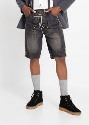 Bermudy dżinsowe w ludowym stylu. Czarne jeansy męskie bonprix, z jeansu. Za 219.99 zł.