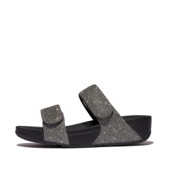 Klapki damskie FitFlop Lulu Shimmerlux. Szare klapki damskie FIT FLOP, bez wzorów, z materiału, eleganckie, bez obcasa, bez zapięcia. Za 462.00 zł.