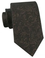 Elegancki Krawat Chattier - Czekoladowy Brąz w Kwiaty. Brązowe krawaty i muchy Chattier, bez wzorów, z tkaniny, eleganckie. Za 55.00 zł.