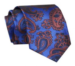 Męski Krawat - ALTIES - Klasyczny - Niebieski w Duże Paisley. Niebieskie krawaty i muchy Alties, bez wzorów, z tkaniny, eleganckie. Za 49.00 zł.
