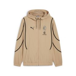 Kurtka Prematch Milan AC 2024/25. Brązowe kurtki męskie Puma, m, bez wzorów, z materiału, eleganckie, bez kaptura. Za 347.65 zł.