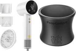 Suszarka SkinVibe SkinVibe Libra AirLoom (SV-002WH) + SkinVibe PonyGadget - Guma do włosów, czarna (SV-004BK). Czarne suszarki do włosów SkinVibe. Za 499.00 zł.