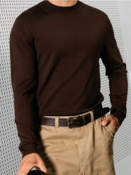Sweter - bordowy. Czerwone swetry męskie Sinsay, l, bez wzorów, bez kołnierzyka, bez ramiączek. Za 39.99 zł.