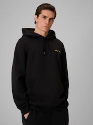 4F Bluza dresowa regular z kapturem męska 4F x Robert Lewandowski - czarna XXL. Czarne bluzy sportowe męskie 4F, m, bez wzorów, z bawełny, z kapturem, na fitness i siłownię. Za 249.99 zł.
