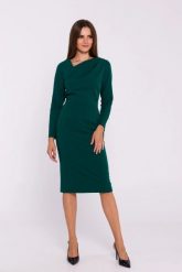 Elegancka sukienka ołówkowa z asymetrycznym dekoltem zielona. Zielone sukienki damskie Stylove, do pracy, xl, bez wzorów, z elastanu, biznesowe, z asymetrycznym kołnierzem, bez ramiączek, asymetryczne. Za 309.00 zł.