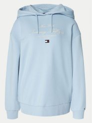 Tommy Hilfiger Bluza Modern Script Graphic WW0WW43842 Błękitny Regular Fit. Niebieskie bluzy damskie Tommy Hilfiger, xs, bez wzorów, z bawełny, bez ramiączek, bez kaptura. Za 399.99 zł.