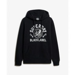Bluza z kapturem Superdry Label. Czarne bluzy męskie Superdry, m, bez wzorów, bez ramiączek, z kapturem. Za 392.90 zł.