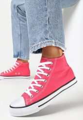 Fuksjowe Sznurowane Trampki z Cholewką za Kostkę Socerio. Czerwone trampki i tenisówki damskie Born2be, bez wzorów, za kostkę, bez zapięcia. Za 54.99 zł.