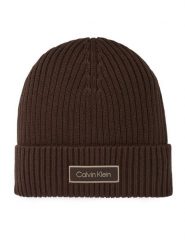 Calvin Klein Czapka LV04D8053G Brązowy ciemny. Brązowe czapki damskie Calvin Klein, na zimę, bez wzorów, z bawełny. Za 169.99 zł.