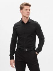 Calvin Klein Koszula K10K112743 Czarny Extra Slim Fit. Czarne koszule męskie Calvin Klein, m, bez wzorów, z bawełny, biznesowe, bez kołnierzyka, bez ramiączek. Za 189.99 zł.