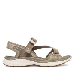 Sandały Keen. Brązowe sandały damskie Keen, bez wzorów, z otwartym noskiem, bez obcasa, na płaskiej podeszwie, bez zapięcia. Za 449.99 zł.