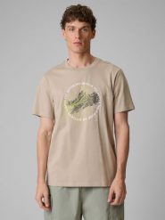 4F T-shirt regular z nadrukiem męski - beżowy 3XL. Brązowe t-shirty męskie 4F, m, bez wzorów, z bawełny, bez kołnierzyka, bez ramiączek. Za 69.99 zł.