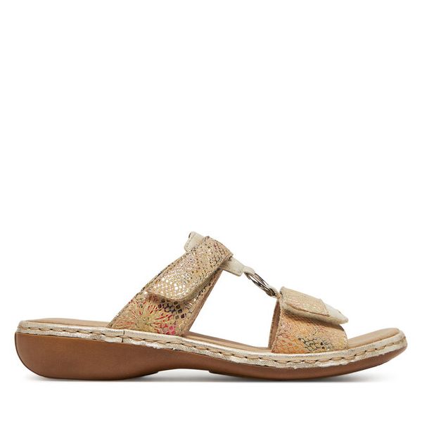 Klapki Rieker. Brązowe klapki damskie Rieker, bez wzorów, bez obcasa, bez zapięcia. Za 319.99 zł.