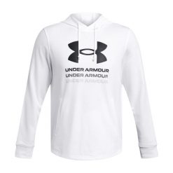Bluza męska Under Armour Rival Terry Graphic Hood. Brązowe bluzy męskie Under Armour, m, bez wzorów, bez kaptura, na fitness i siłownię. Za 129.99 zł.