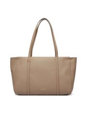 Calvin Klein Torebka Emblem Hw Pebble Tote LV04F3424G Beżowy. Brązowe shopperki damskie Calvin Klein, bez wzorów, ze skóry, bez dodatków. Za 649.99 zł.