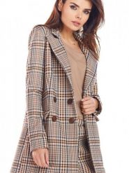 Żakiet Model A364 Brown Krata - awama. Brązowe marynarki i żakiety damskie Awama, bez wzorów, z elastanu, eleganckie, bez kołnierzyka, bez ramiączek. Za 432.40 zł.