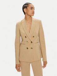 Pinko Marynarka Alexia 100256 A1L3 Beżowy Regular Fit. Brązowe marynarki i żakiety damskie Pinko, bez wzorów, z syntetyku, bez kołnierzyka, bez ramiączek. Za 1,219.00 zł.