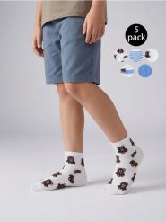 Zestaw skarpetek z misiami, paskami i kropkami 5 pack - wielobarwny. Skarpety męskie Sinsay, bez wzorów. Za 15.99 zł.