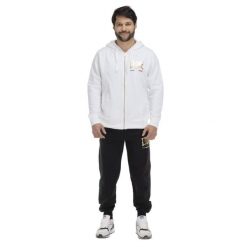 Męski dres z kapturem w kolorze złotym. Białe komplety dresowe męskie LEONE 1947 APPAREL, l, bez wzorów, z dresówki. Za 218.92 zł.