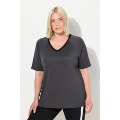 Damskie Bluzka funkcyjna szybkoschnąca dekolt w serek rękaw 1/2. Czarne koszulki sportowe damskie Ulla Popken, plus size, bez wzorów, z elastanu, bez ramiączek. Za 199.99 zł.