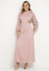 Różowa Rozkloszowana Sukienka Koktajlowa Ozdobiona Koronką z Odkrytymi Plecami Feliyana. Czerwone sukienki damskie Born2be, na imprezę, m, z aplikacjami, z koronki, eleganckie, bez kołnierzyka, bez ramiączek, maxi, rozkloszowane. Za 119.99 zł.
