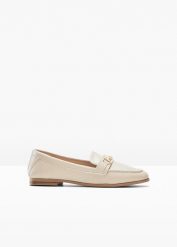Półbuty wsuwane loafer. Brązowe balerinki damskie bonprix, bez wzorów, eleganckie, bez obcasa, bez zapięcia. Za 104.99 zł.