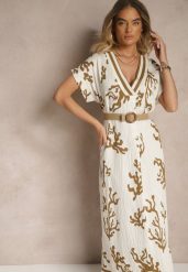 Brązowo-Beżowa Pudełkowa Sukienka z Wiskozą i Lnem Sadeone. Brązowe sukienki damskie Renee, na co dzień, l, bez wzorów, z wiskozy, eleganckie, bez kołnierzyka, bez ramiączek, maxi. Za 54.99 zł.