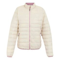 Damska kurtka puchowa Regatta Hillpack II. Brązowe kurtki sportowe damskie Regatta, bez wzorów, z puchu, bez ramiączek, bez kaptura, trekkingowe. Za 224.40 zł.