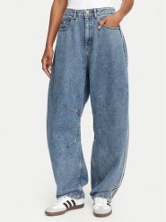 Adidas Jeansy KQ6476 Niebieski Barrel Fit. Niebieskie jeansy damskie Adidas, bez wzorów, z bawełny. Za 369.99 zł.
