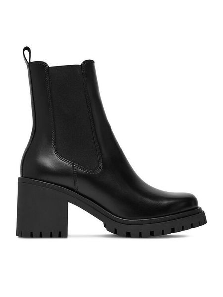 Badura Botki GATE-01 Czarny. Czarne botki damskie Badura, bez wzorów, ze skóry, bez obcasa, na słupku, bez zapięcia. Za 349.99 zł.