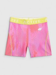 4F Legginsy krótkie treningowe damskie - koralowe M. Pomarańczowe legginsy damskie 4F, bez wzorów, z materiału. Za 99.99 zł.