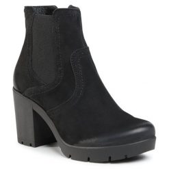 Botki Lasocki. Czarne botki damskie Lasocki, bez wzorów, bez obcasa, na słupku, bez zapięcia. Za 120.99 zł.