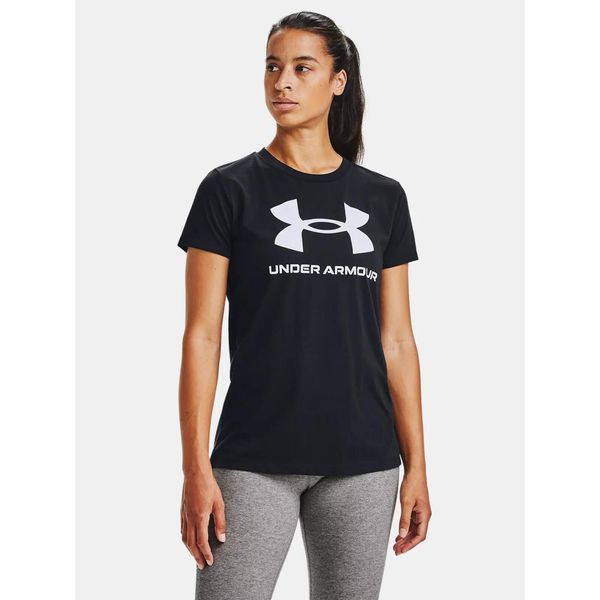 Koszulka fitness damska UNDER ARMOUR 1356305 z krótkim rękawem. Czarne bluzki damskie Under Armour, xl, bez wzorów, sportowe, bez kołnierzyka, bez ramiączek. Za 90.99 zł.