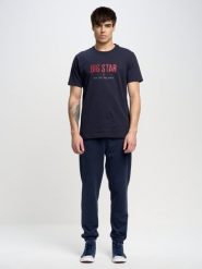 Koszulka męska o klasycznym kroju granatowa Bruno 403. Niebieskie t-shirty męskie BIG STAR, l, z aplikacjami, z denimu, bez kołnierzyka, bez ramiączek. Za 99.99 zł.