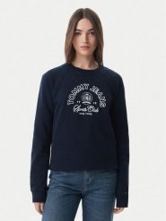 Tommy Jeans Bluza Heritage Logo DW0DW22821 Granatowy Regular Fit. Niebieskie bluzy damskie Tommy Jeans, s, bez wzorów, z bawełny, bez ramiączek, bez kaptura. Za 489.99 zł.