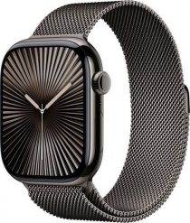 Smartwatch Apple Watch 10 GPS + Cellular 46mm Slate Titanium Milanese Loop S/M Czarny (MC7R4QC/A). Czarne zegarki smartwatch Apple, bez wzorów. Za 2,938.41 zł.