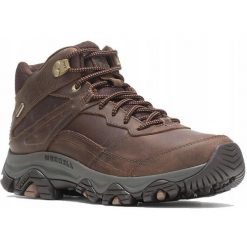 Buty trekkingowe dla mężczyzn Merrell Moab Advent 3 MID. Brązowe buty zimowe męskie Merrell, bez wzorów, bez obcasa, bez zapięcia. Za 409.99 zł.