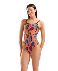 Strój kąpielowy damski Arena Pineapples Swimsuit Tie Back. Brązowe stroje kąpielowe damskie ARENA, bez wzorów, z materiału. Za 295.90 zł.