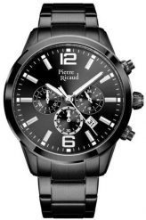 Zegarek męski Pierre Ricaud P97028.B154CH czarny. Czarne zegarki męskie Pierre Ricaud, bez wzorów. Za 629.00 zł.