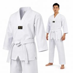 Dobok do Taekwondo standard bluza spodnie pas MOOTO. Białe bluzy damskie DBX BUSHIDO, bez wzorów, z bawełny, bez ramiączek, bez kaptura. Za 99.00 zł.