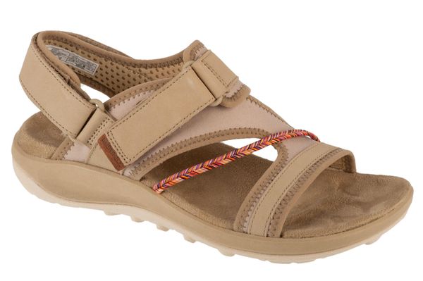 Sandały damskie, Terran 4 Backstrap W Sandal. Brązowe sandały damskie Merrell, bez wzorów, z materiału, bez obcasa, bez zapięcia. Za 459.40 zł.