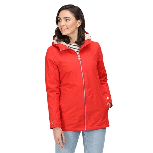 Kurtka trekkingowa damska Regatta Begonia II. Czerwone kurtki sportowe damskie Regatta, bez wzorów, z poliesteru, bez ramiączek, bez kaptura, trekkingowe. Za 304.70 zł.