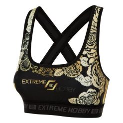 Stanik sportowy fitness siłownia MMA EXTREME HOBBY ROSE. Czarne bielizna sportowa damska EXTREME HOBBY, xs, bez wzorów, z elastanu. Za 129.00 zł.