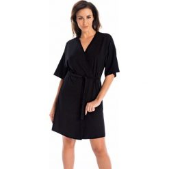 Teyli Szlafrok damski z wiskozy Maddalena czarny Czarny XL. Czarne szlafroki damskie Teyli, xl, bez wzorów, z wiskozy, bez ramiączek, bez kaptura. Za 182.79 zł.