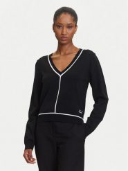 KARL LAGERFELD Sweter A3W18023 Czarny Regular Fit. Czarne swetry nierozpinane damskie KARL LAGERFELD, xs, bez wzorów, z syntetyku, bez kołnierzyka, bez ramiączek. Za 679.99 zł.