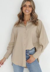 Beżowa Koszula Doriemara. Brązowe koszule damskie Born2be, m, bez wzorów, bez kołnierzyka, bez ramiączek. Za 109.99 zł.