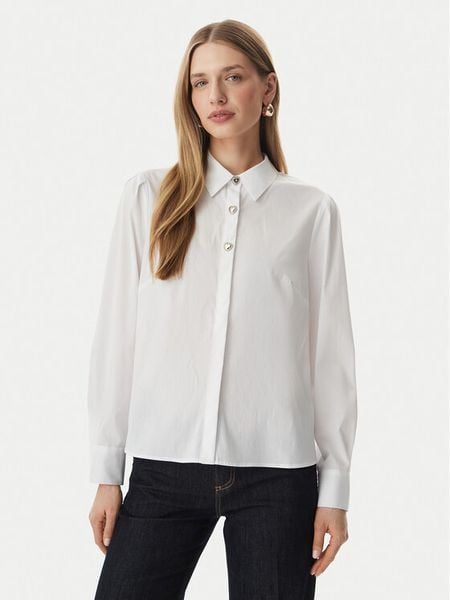 Morgan Koszula 261-COEUR Biały Regular Fit. Białe koszule damskie Morgan, bez wzorów, z bawełny, bez kołnierzyka, bez ramiączek. Za 162.99 zł.